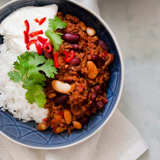 Chili con carne med kaffe