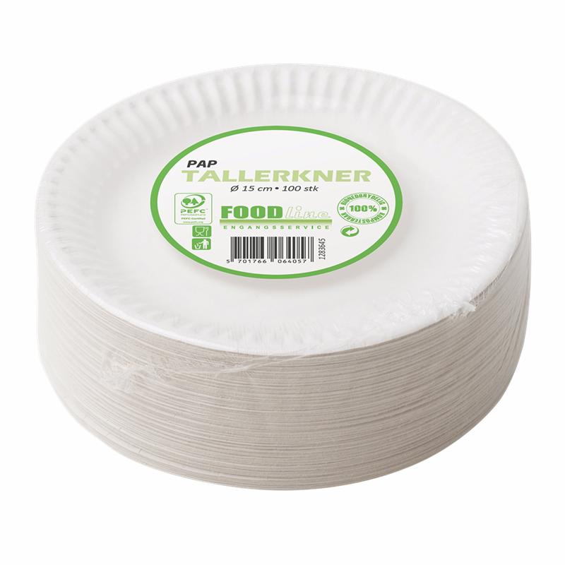 FoodLine Tallerken Pap Hvid 15 cm 